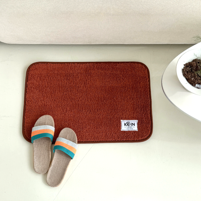 [케인홈] 극세사 미끄럼방지 욕실 주방 현관 빨아쓰는 발매트40x60cm, 테라코타