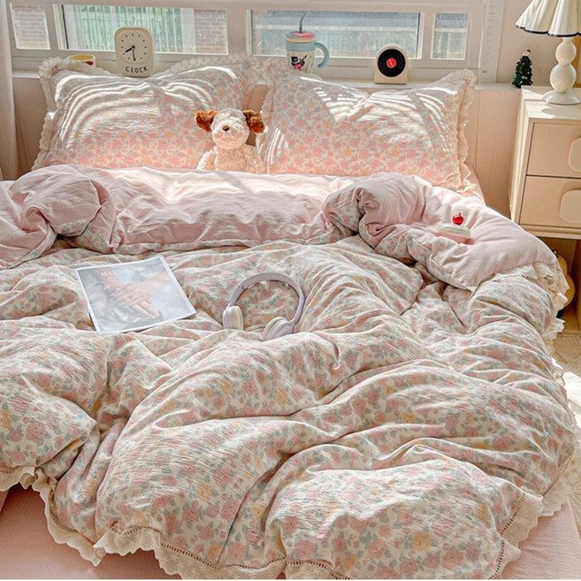 혜신 사계절 침구세트 부드러운 레이스 이불커버세트