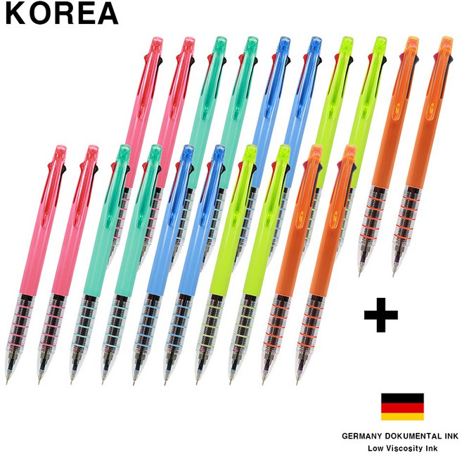 코리아 5링 니들 3색 멀티펜 초저점도 독일 잉크 볼펜 0.7mm, 20개, 색상혼합