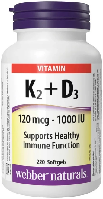 웨버네추럴스 비타민 K2 D3 120mcg 220정 대용량, 1개 - 쿠팡