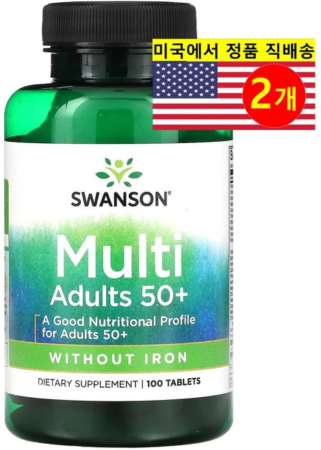 Swanson 50세 이상 성인용 멀티비타민 Multivitamin Adults 50+, 100정, 2개 - 쿠팡