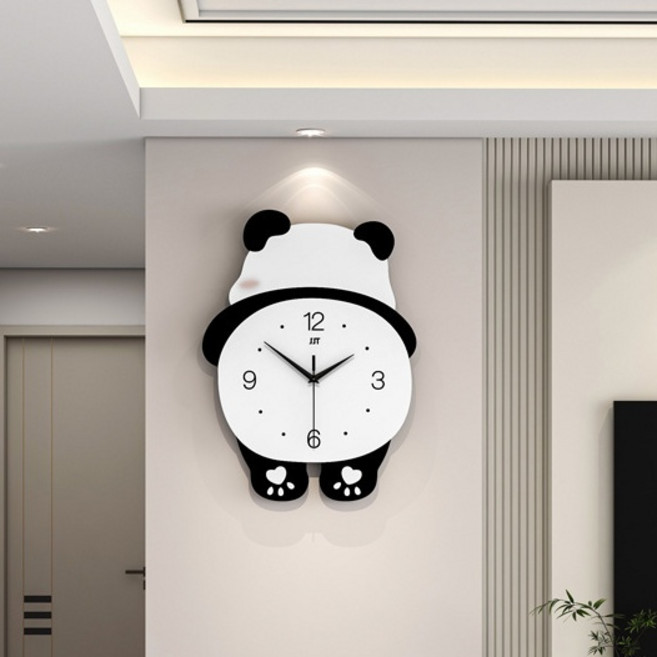 YAPOGI 판다 흔들이 모던 인테리어 무소음 벽시계, 디자인 B