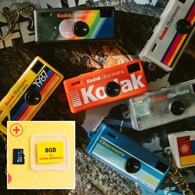 [공식정품] 코닥 차메라 키링 카메라 (종류랜덤 / 메모리카드 선택), 차메라+메모리8GB 세트