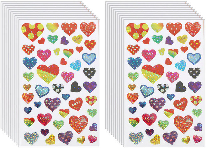 반짝이 하트 스티커 꾸미기 10장, 2개, 혼합(S4216) 10장 470PCS