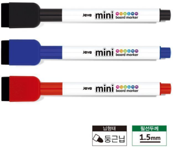 자석지우개 미니 보드마카, 1팩, 블랙+블루+레드