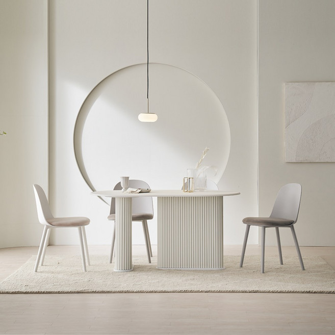 파로마 이즈 시리스 1400 타원형 템바보드 4인의자 식탁, 식탁 화이트+의자 그레이4 IFO064