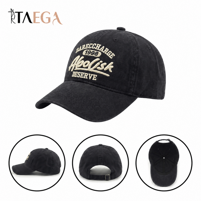 TAEGA 태가 볼캡 빈티지 워싱 자수 캡 남녀공용 데일리 모자 TG04BCBL