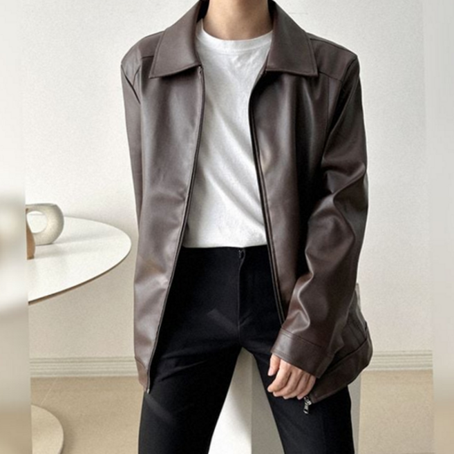 라이더 남성 블루종 점퍼 가죽 남성 카라 자켓 캐주얼 봄가을