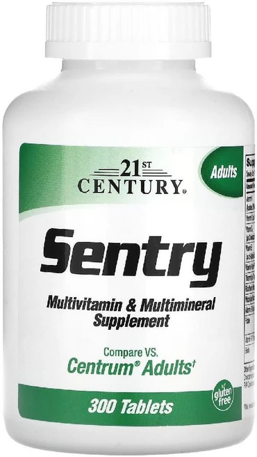 21st Century 센트리 성인용 종합비타민 & 종합미네랄 보충제 300정 Century (21st 센트리), 300개 - 쿠팡