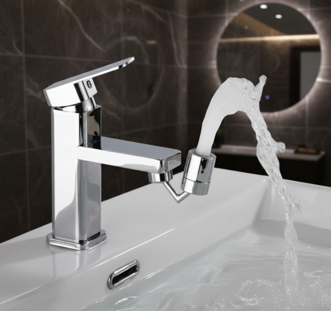 햄부케 워터탭 세면대 720도 각도조절 듀얼분사 수도꼭지, 1개