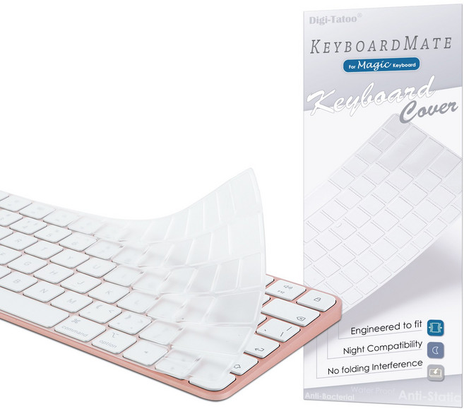 [2021~2025 M4 칩] 아이맥 iMac A3203 A2450 매직 키보드 키스킨 보호커버 TPU 필름 Magic Keyboard 숏 모델 (없이 Touch ID), 1개, 투명