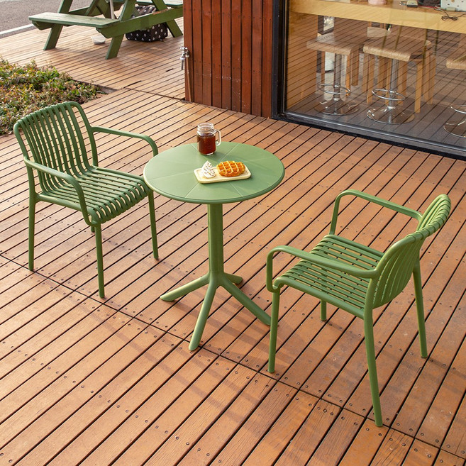 리사 암 2인 야외 테이블 의자 세트 테라스 정원, 블랙