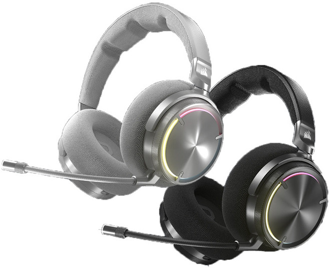 CORSAIR 海盜船 VIRTUOSO MAX 無線電競耳機 三模連線 多平台相容 電競耳機 無線耳機 遊戲耳機, 銀,主商品+黑色耳機架