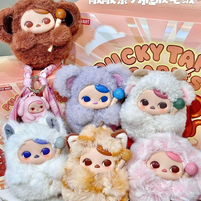 畢奇敲敲系列搪膠發聲毛絨掛件盲盒玩具禮物木魚瑪特PUCKY便宜, 1個, 【木魚一端6色不重復】15cm