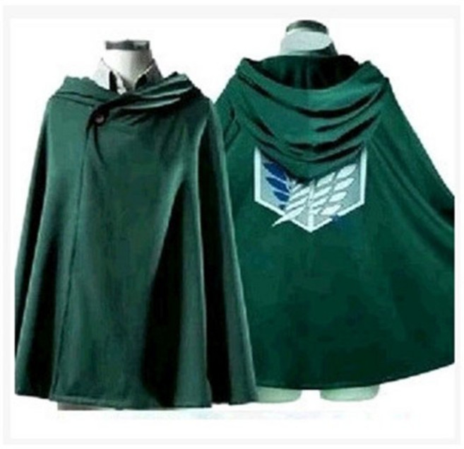 진격의 거인 조사병단 자유의 날개 부대장 망토 코스프레 애니메이션 의상, 프리사이즈 [권장 신장 164~173cm], 녹색 공격 망토, 1개