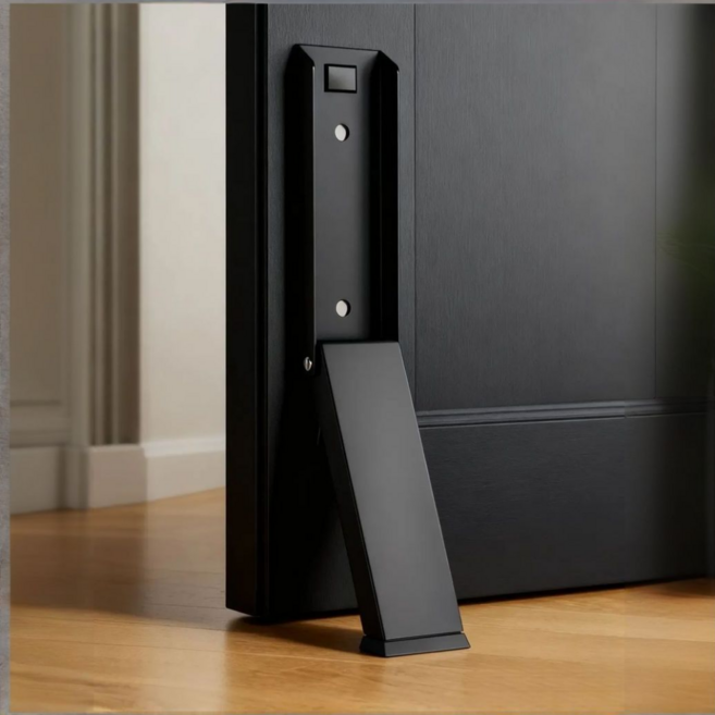 라이포 현관문 방문 소음방지 문닫힘 고정장치 스테인리스 도어스토퍼, 블랙, 1개