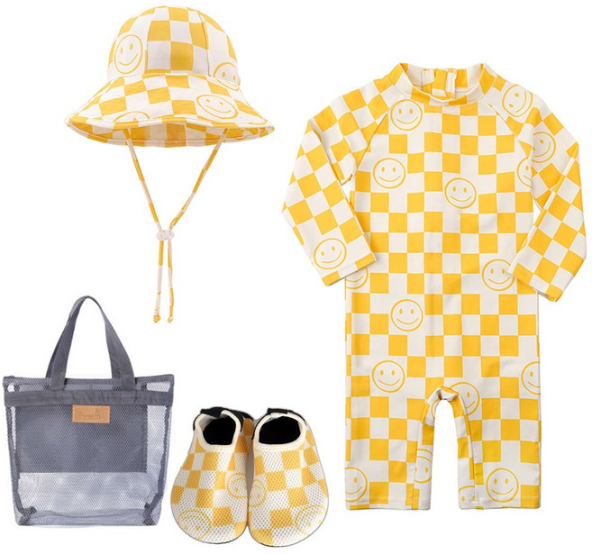 동그리 보니따 옐로우 수트 수영복+썬햇+아쿠아슈즈+메쉬가방 4종세트