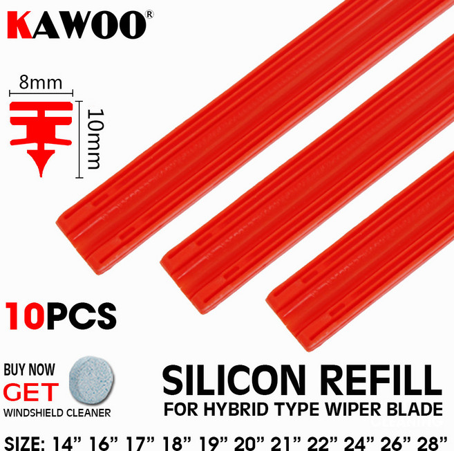 10pcs 와이퍼 20 21 14 22 18 리필 스트립 블레이드 실리콘 소프트 삽입 28 17 자동차 실리카 16 19 액세서리 8mm 26 차량 24, 10pcs 14 inch