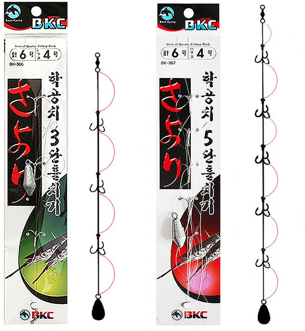 낚시방 백경 학꽁치3단 5단훌치기 완성채비(봉돌 포함)/BK-366.BK-367, 1개