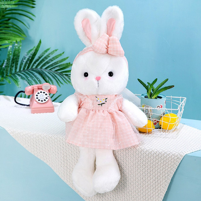 669귀요미 토끼인형 원피스 토끼인형, 1개, 핑크, 38cm