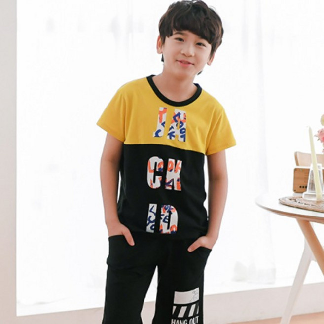 잭키드 남아용 통기성 브릭 반팔 티셔츠