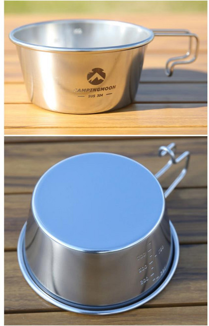 스텐 큰용량 450ml 뚜겅 채망 시에라컵 국물컵 국자컵 커피잔 백패킹컵 막걸리잔 등산, 씨에라컵플레이트, 1개