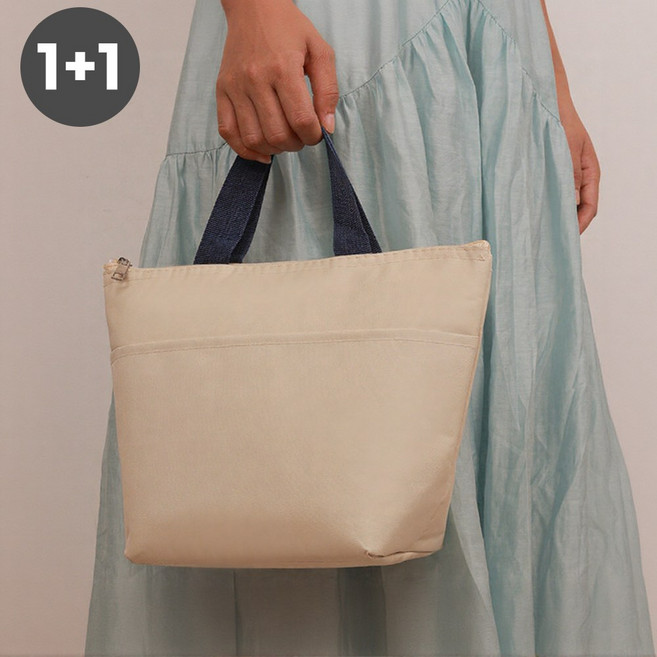 로미크 새지않는 직장인 도시락가방 보냉, 오트크림+코랄로즈, 1개