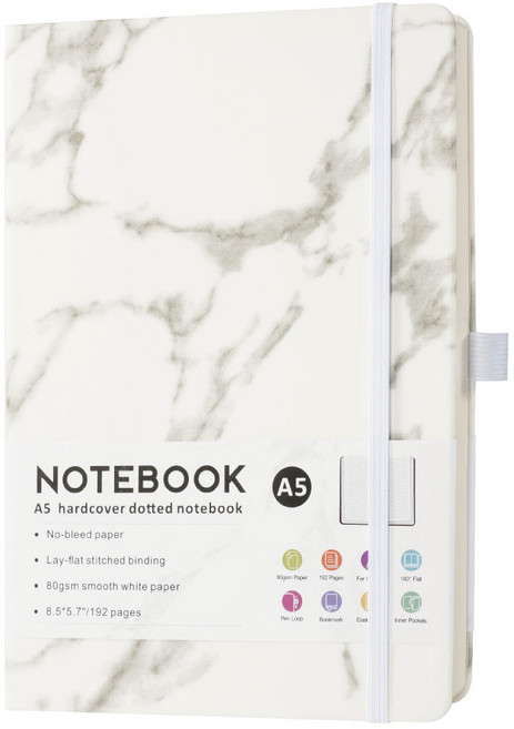 캘리스터 대리석무늬 A5 하드커버 스트랩 양장다이어리 5가지 색상, 화이트