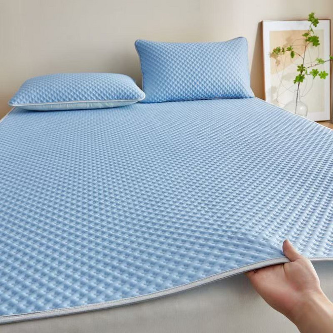 여름냉감패드 침대쿨매트+쿨베개 커버 세트, 쿨매트+베개커버2장, 블루