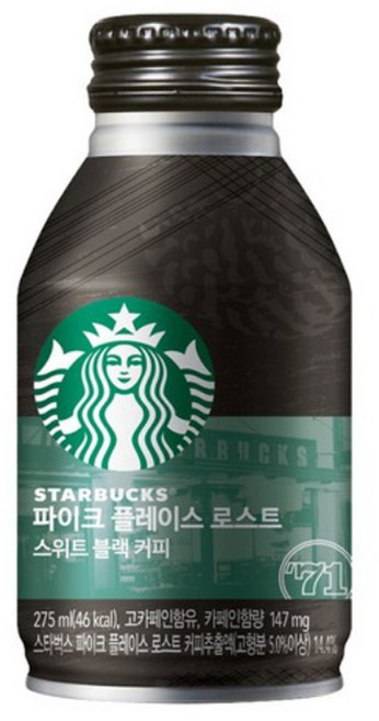 스타벅스 파이크 플레이스 로스트 스위트 블랙 커피, 275ml, 4개