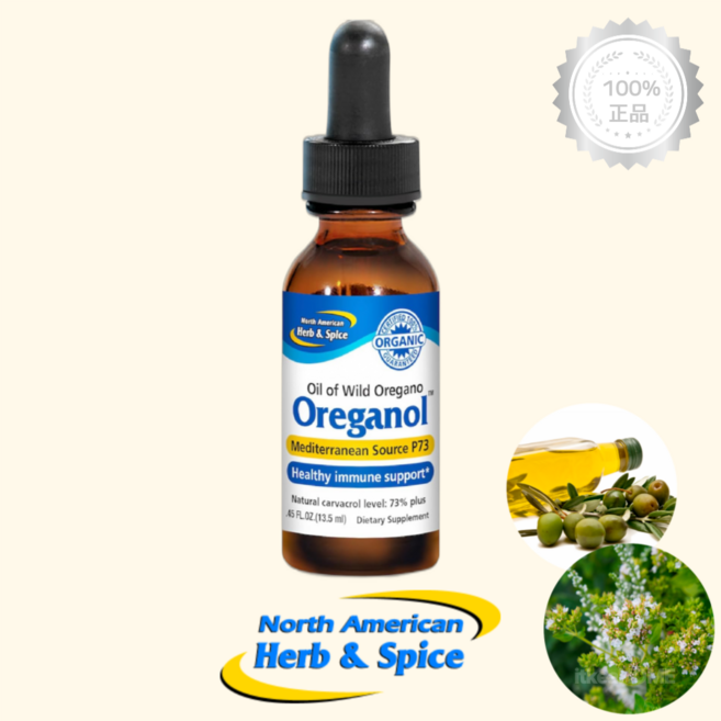 노스아메리칸 허브앤스파이스 오가닉 액상 오레가노 오일 13.5mL 오레가놀 P73, 1개