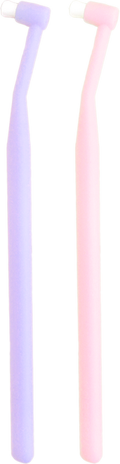 초소형 고양이 강아지 프리미엄 미세모 부드러운 칫솔, 베이비핑크 1개 + 라벤더 1개, 2개