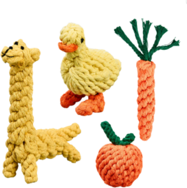 ZHEYE 강아지 이갈이 장난감 로프 4종 세트, 1세트, 혼합색상