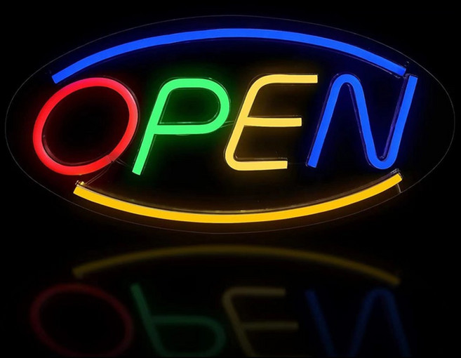 HK.sell 업소용 오픈영업중 간판 OPEN 네온사인