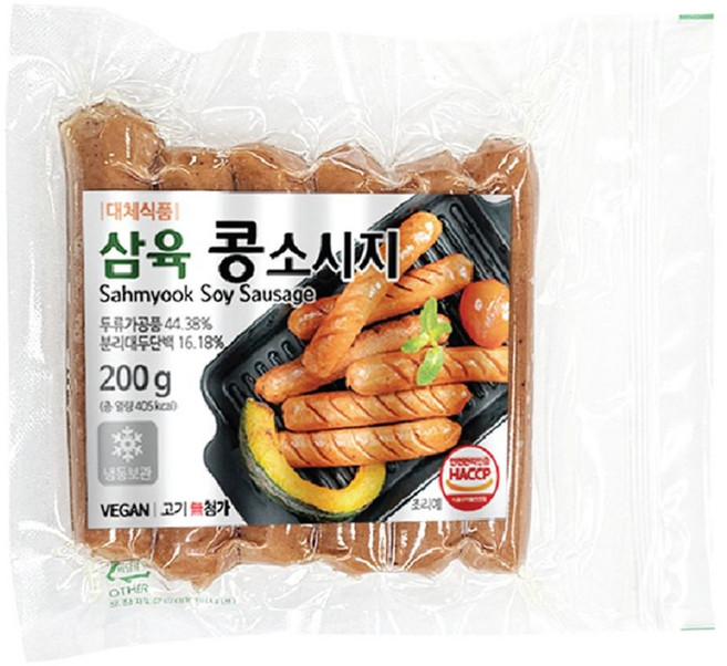 (냉동) 비건 다이어트 삼육 콩 소시지, 200g, 5개