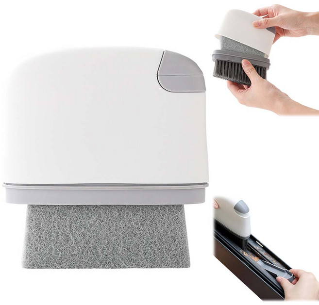 루베이 4in1 틈새 청소 브러쉬 + 스크래퍼 잡동사니 수집 청소 일체형 먼지제거 창틀/문틀/욕실, 그레이, 1개