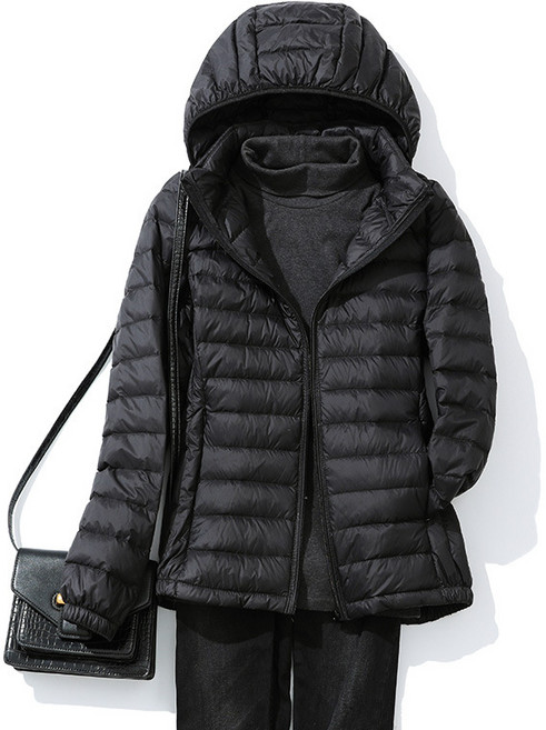 여성 초경량 패딩 점퍼 가을 겨울 캐주얼 후드 패딩 아우터 패션 오리털 탈부착 가능 패딩 점퍼 루즈핏 패딩 상의 빅사이즈 YMY