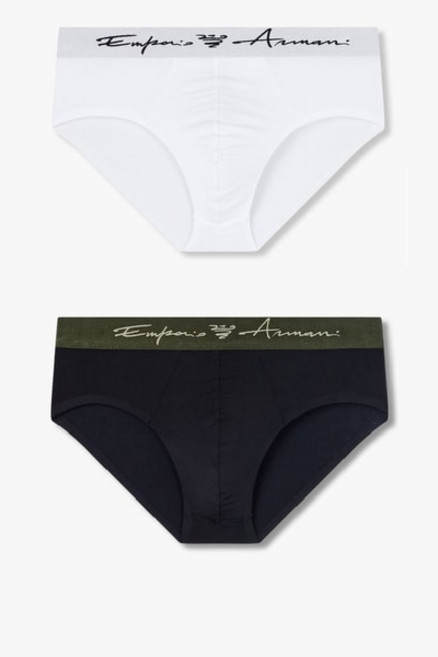 매장정품 EMPORIO ARMANI UNDERWEAR 엠포리오 아르마니 언더웨어 남성 커시드 로고 밴딩 브리프 2종SET(0815111012 0815111015) 1710319