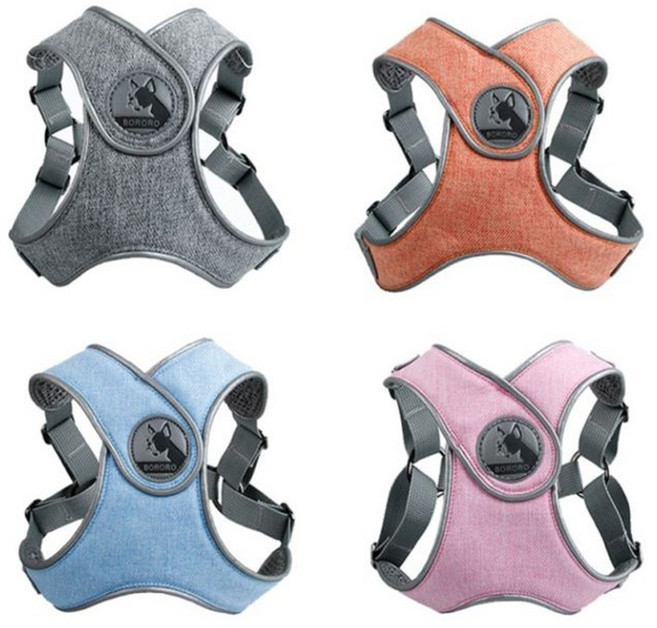 야광 하네스 X자형 강아지 하네스, 그레이, 1개