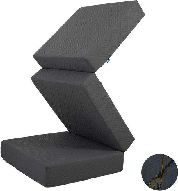 WHH 3단 접이식 45d 메모리폼+25d고탄력 폼 매트리스 방수 항균기능 간이침대 휴대용 다양한 기능 토퍼