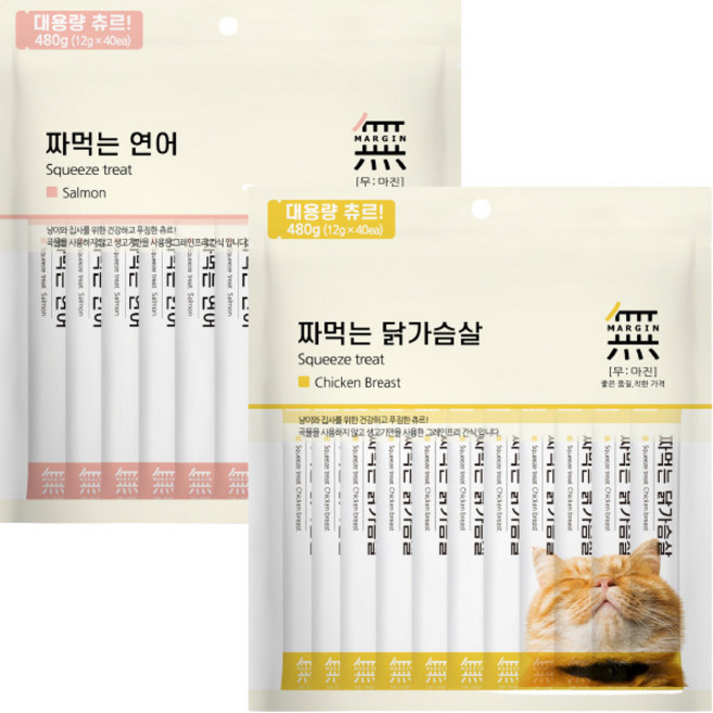 무마진 짜먹는 고양이간식 1개(12gx40개입) 연어 닭가슴살 참치중 한가지선택, 12g, 1