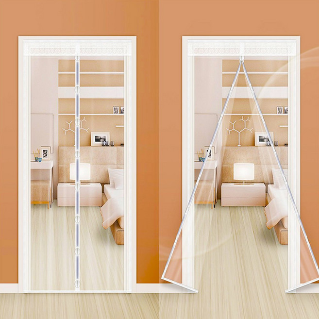 외풍 우풍차단 방문 현관입구 강력 자석식 자동개폐 PVC원단 투명 방풍비닐, 1개