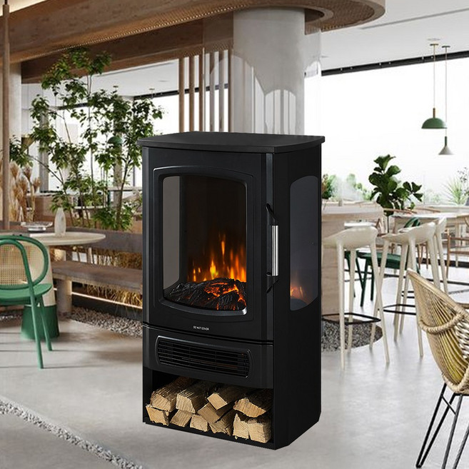 대형 LED 불멍온풍기 전기벽난로 실내히터 인테리어콘솔, 로망R(블랙)