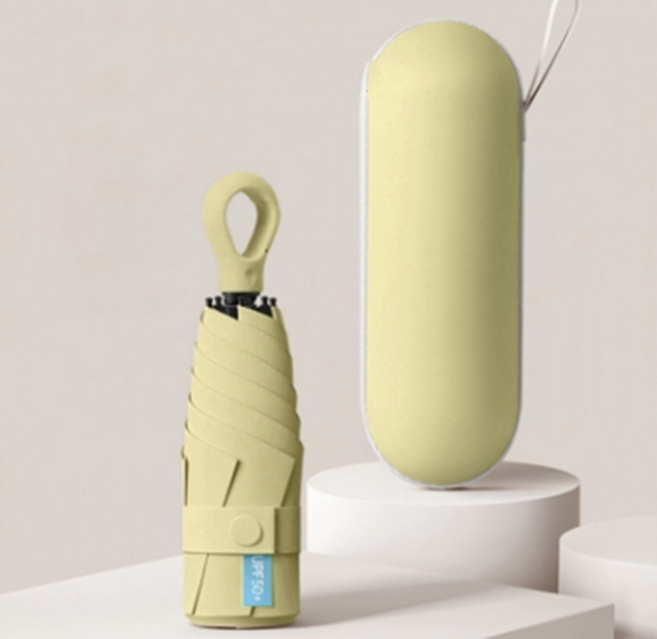 고리형 초미니 5단 양우산+보관파우치 접이식 우산 양산 겸용 우산 수동우산