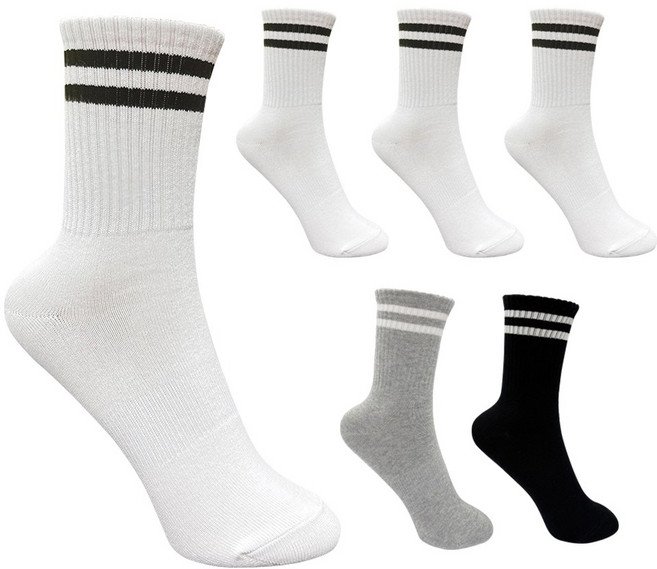 비바슈슈 여성용 스포츠 쿠션 면양말 장목 스트라이프 6켤레