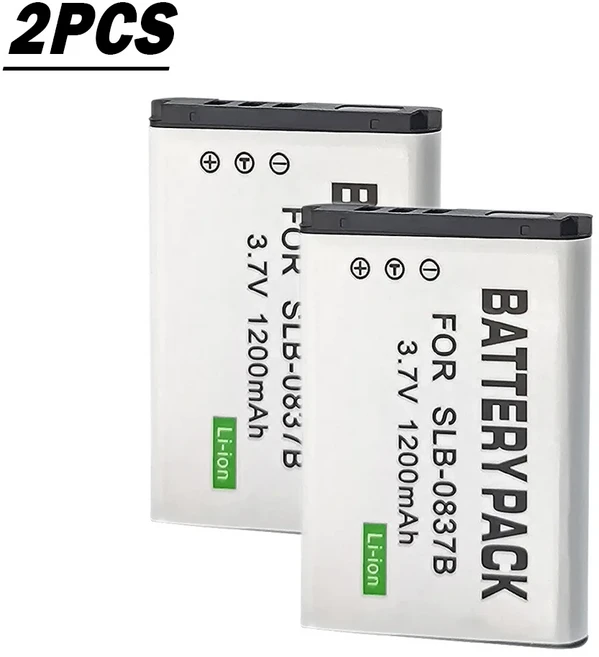 호환 1-5pcs SLB-0837B 배터리 3.7v 1200mAh 삼성 Digimax L70 NV8 카메라, 01 2 battery
