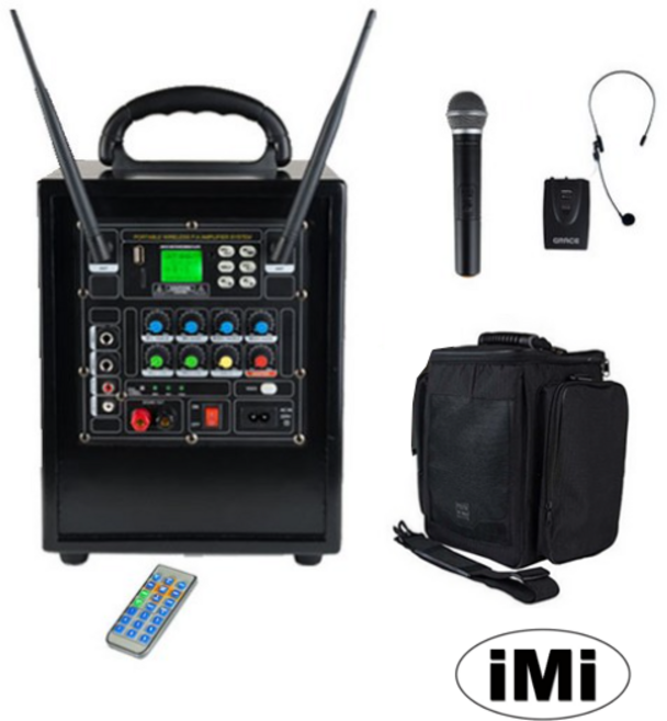 그레이스 충전식 무선 앰프 + 마이크 핸드형 2p, EG180(핸드+헤드셋)