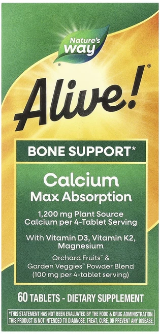 Nature's Way Alive! 칼슘 흡수율이 높은 칼슘 60정, NaturesWayAlive칼슘흡수율이높은칼슘60정, 1개 - 쿠팡