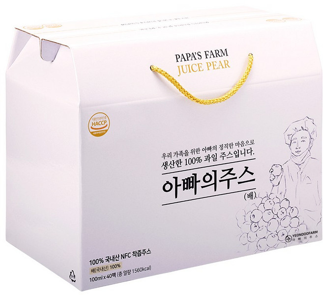 [연두팜] 아빠의주스 배즙 100ml 40개입, 돌려따는)아빠 배즙