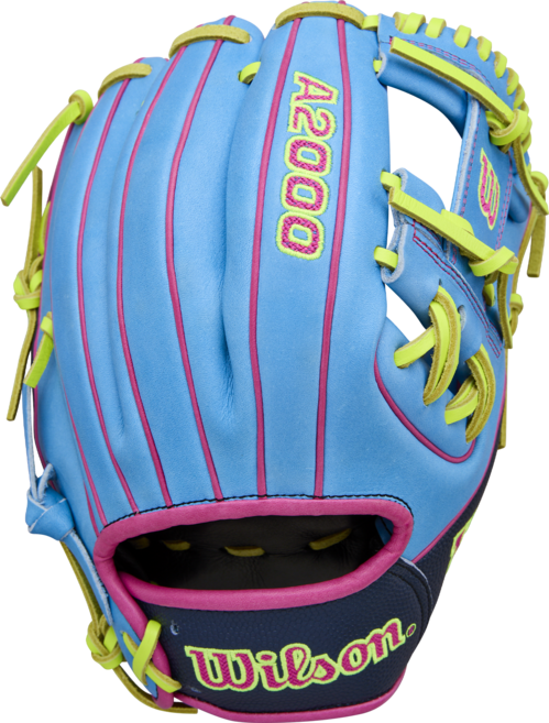 윌슨 스프링 A2000 1786 내야 글러브 11.5인치 스카이블루/네이비/옵틱옐로우 WBW104133115, 1개